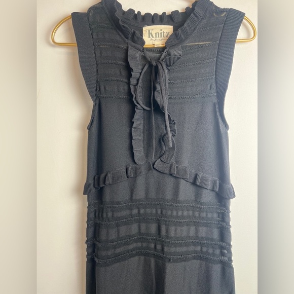 Knitz for Love & Lemons Ruffle Mesh Sleeveless Black Dress Small - Picture 4 of 12